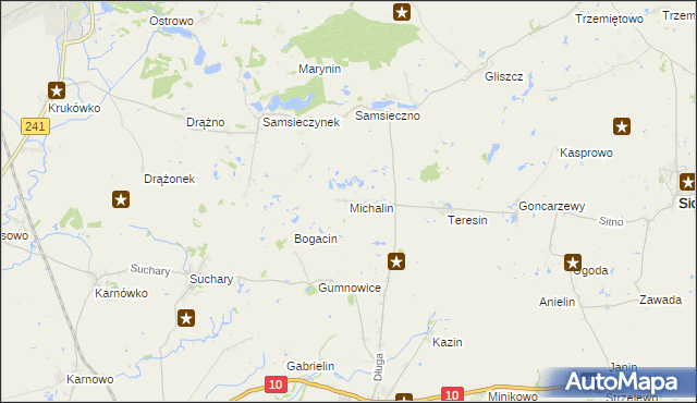 mapa Michalin gmina Nakło nad Notecią, Michalin gmina Nakło nad Notecią na mapie Targeo