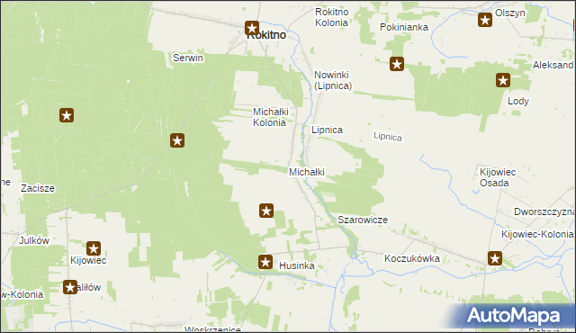 mapa Michałki gmina Rokitno, Michałki gmina Rokitno na mapie Targeo