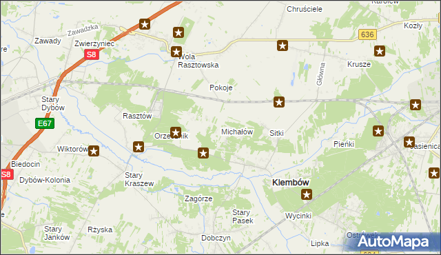 mapa Michałów gmina Klembów, Michałów gmina Klembów na mapie Targeo