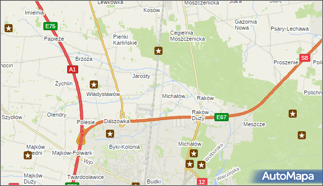 mapa Michałów gmina Moszczenica, Michałów gmina Moszczenica na mapie Targeo