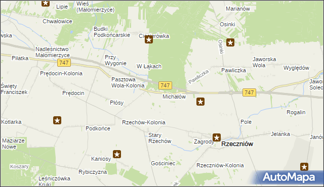 mapa Michałów gmina Rzeczniów, Michałów gmina Rzeczniów na mapie Targeo