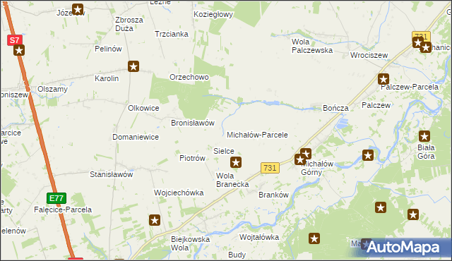 mapa Michałów-Parcele, Michałów-Parcele na mapie Targeo