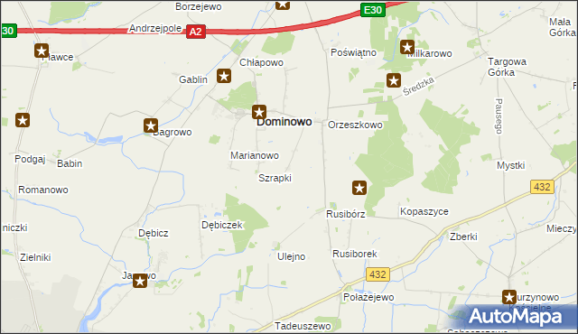 mapa Michałowo gmina Dominowo, Michałowo gmina Dominowo na mapie Targeo