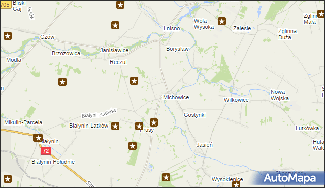 mapa Michowice gmina Głuchów, Michowice gmina Głuchów na mapie Targeo