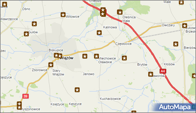 mapa Miechowice Oławskie, Miechowice Oławskie na mapie Targeo