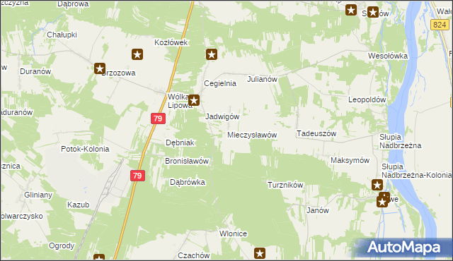 mapa Mieczysławów gmina Tarłów, Mieczysławów gmina Tarłów na mapie Targeo