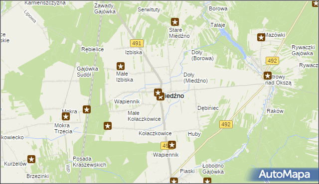 mapa Miedźno powiat kłobucki, Miedźno powiat kłobucki na mapie Targeo