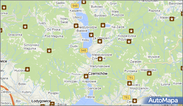 mapa Międzybrodzie Żywieckie, Międzybrodzie Żywieckie na mapie Targeo