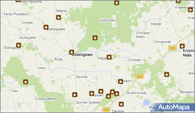 mapa Międzyleś gmina Dzierzgowo, Międzyleś gmina Dzierzgowo na mapie Targeo