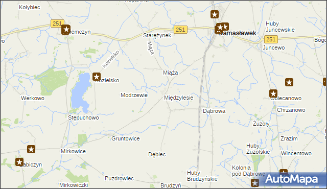 mapa Międzylesie gmina Damasławek, Międzylesie gmina Damasławek na mapie Targeo