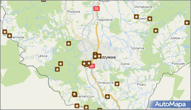 mapa Międzylesie powiat kłodzki, Międzylesie powiat kłodzki na mapie Targeo