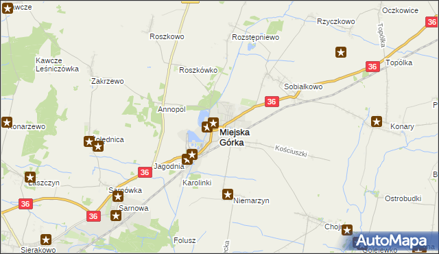 mapa Miejska Górka, Miejska Górka na mapie Targeo