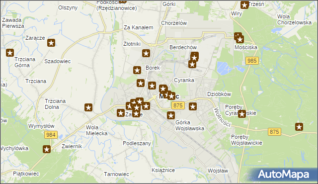 mapa Mielca, Mielec na mapie Targeo