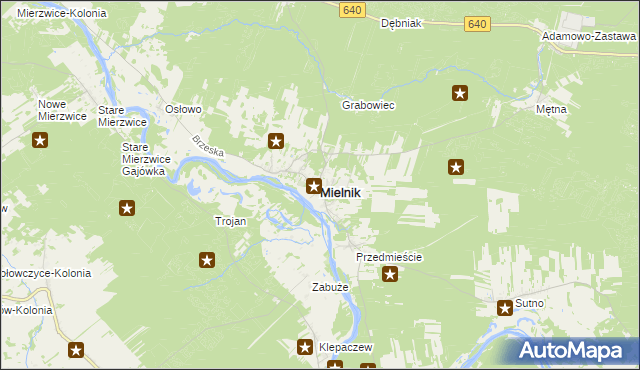 mapa Mielnik powiat siemiatycki, Mielnik powiat siemiatycki na mapie Targeo