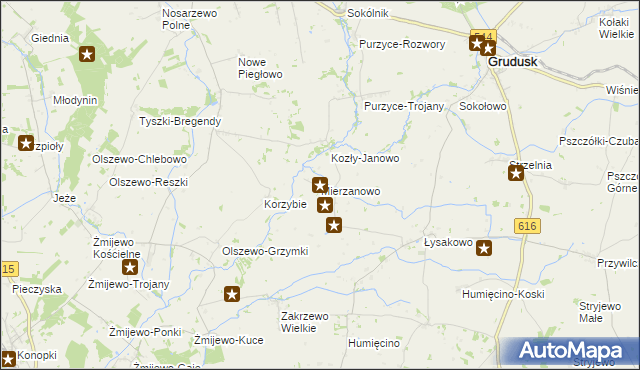 mapa Mierzanowo, Mierzanowo na mapie Targeo