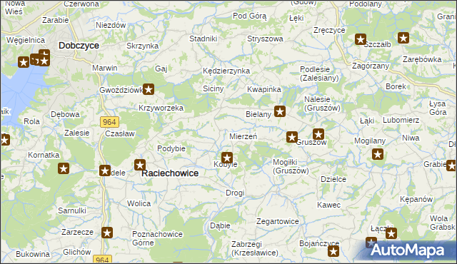 mapa Mierzeń, Mierzeń na mapie Targeo