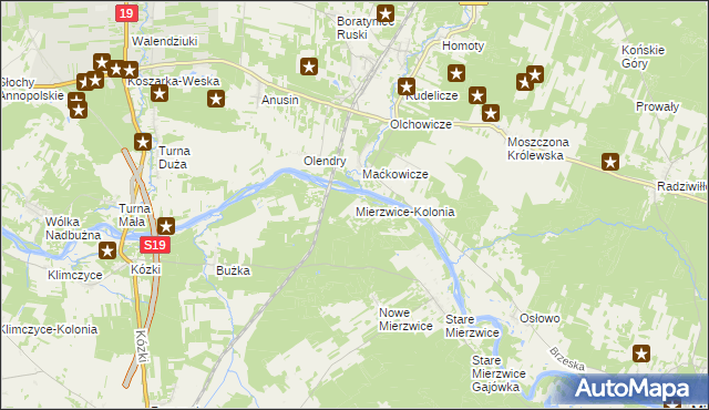 mapa Mierzwice-Kolonia, Mierzwice-Kolonia na mapie Targeo