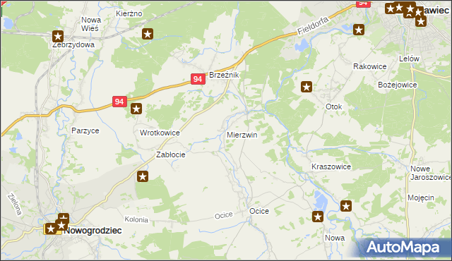 mapa Mierzwin gmina Bolesławiec, Mierzwin gmina Bolesławiec na mapie Targeo