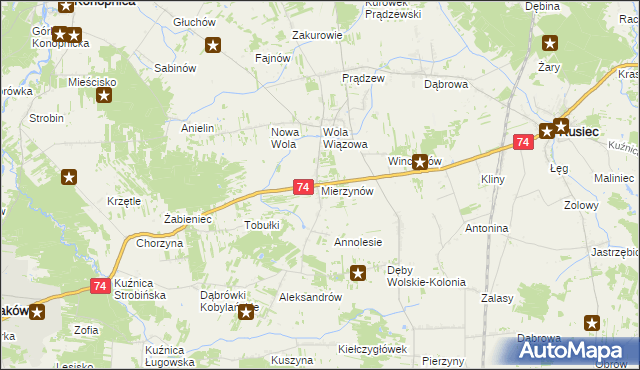 mapa Mierzynów, Mierzynów na mapie Targeo