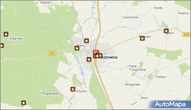 mapa Mieszkowice powiat gryfiński, Mieszkowice powiat gryfiński na mapie Targeo