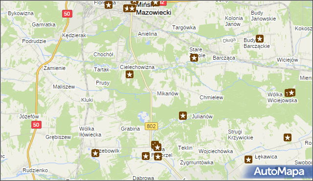 mapa Mikanów, Mikanów na mapie Targeo