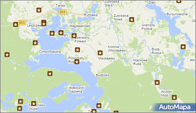 mapa Mikołajewo gmina Krasnopol, Mikołajewo gmina Krasnopol na mapie Targeo