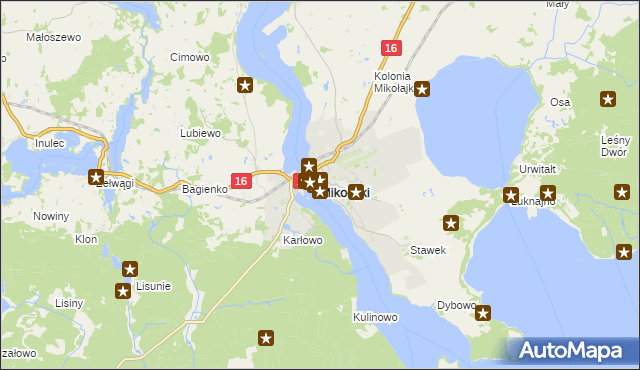 mapa Mikołajki powiat mrągowski, Mikołajki powiat mrągowski na mapie Targeo