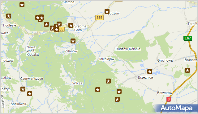 mapa Mikołajów gmina Stoszowice, Mikołajów gmina Stoszowice na mapie Targeo