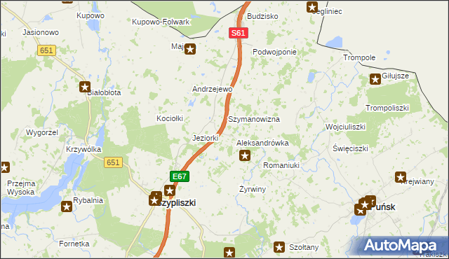 mapa Mikołajówka gmina Szypliszki, Mikołajówka gmina Szypliszki na mapie Targeo