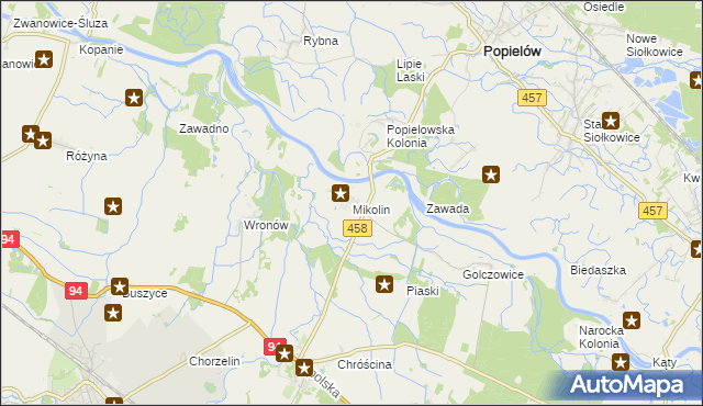 mapa Mikolin, Mikolin na mapie Targeo