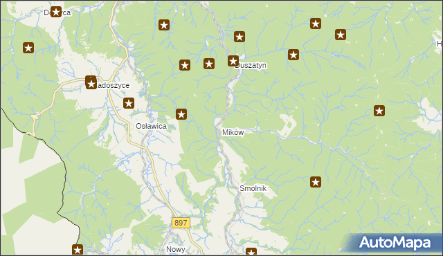 mapa Mików gmina Komańcza, Mików gmina Komańcza na mapie Targeo