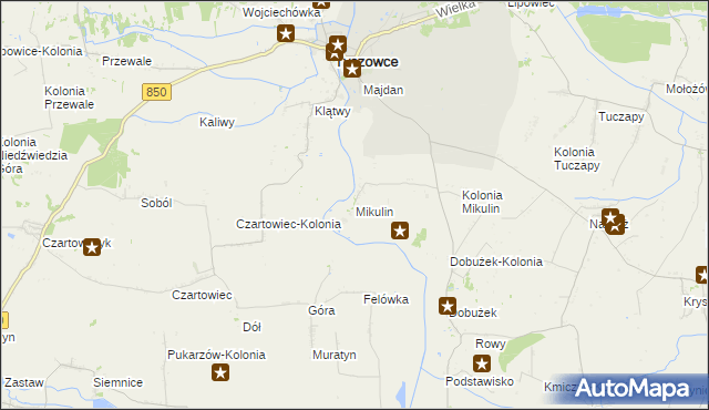 mapa Mikulin gmina Tyszowce, Mikulin gmina Tyszowce na mapie Targeo