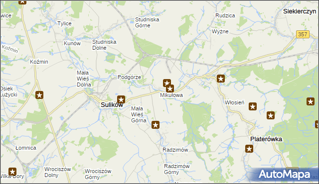 mapa Mikułowa, Mikułowa na mapie Targeo