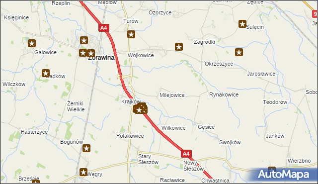 mapa Milejowice gmina Żórawina, Milejowice gmina Żórawina na mapie Targeo