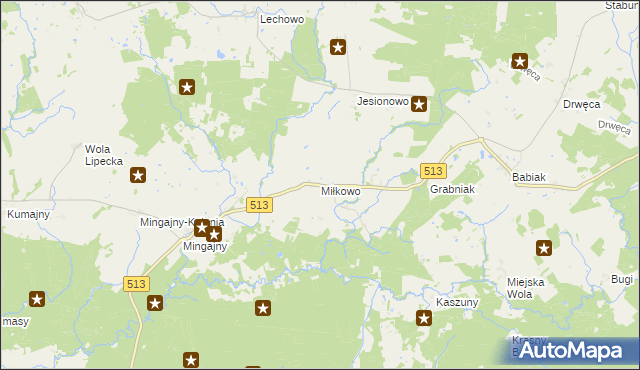 mapa Miłkowo gmina Orneta, Miłkowo gmina Orneta na mapie Targeo