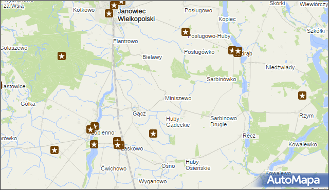mapa Miniszewo, Miniszewo na mapie Targeo