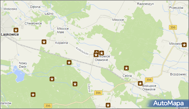 mapa Minkowice Oławskie, Minkowice Oławskie na mapie Targeo