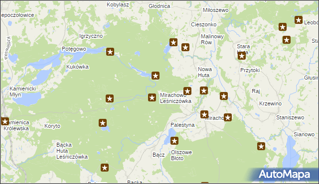 mapa Mirachowo Leśniczówka, Mirachowo Leśniczówka na mapie Targeo