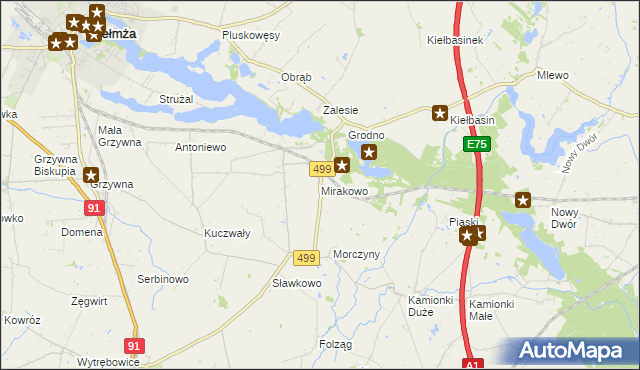 mapa Mirakowo, Mirakowo na mapie Targeo