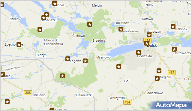 mapa Miranowo, Miranowo na mapie Targeo