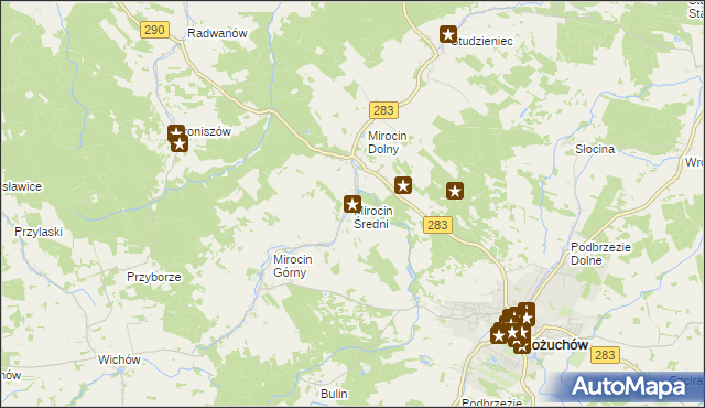 mapa Mirocin Średni, Mirocin Średni na mapie Targeo