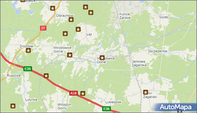 mapa Mirostowice Dolne, Mirostowice Dolne na mapie Targeo