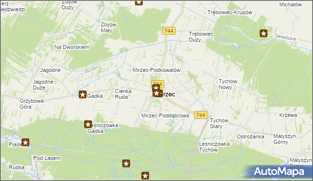 mapa Mirzec, Mirzec na mapie Targeo