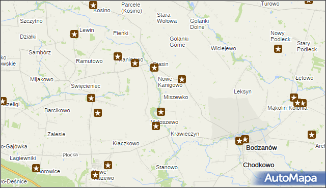 mapa Miszewko gmina Bodzanów, Miszewko gmina Bodzanów na mapie Targeo