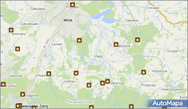 mapa Mlądz, Mlądz na mapie Targeo