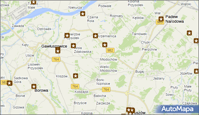 mapa Młodochów gmina Gawłuszowice, Młodochów gmina Gawłuszowice na mapie Targeo