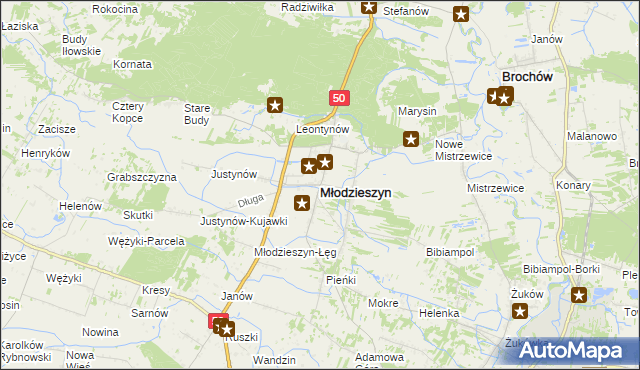 mapa Młodzieszyn, Młodzieszyn na mapie Targeo