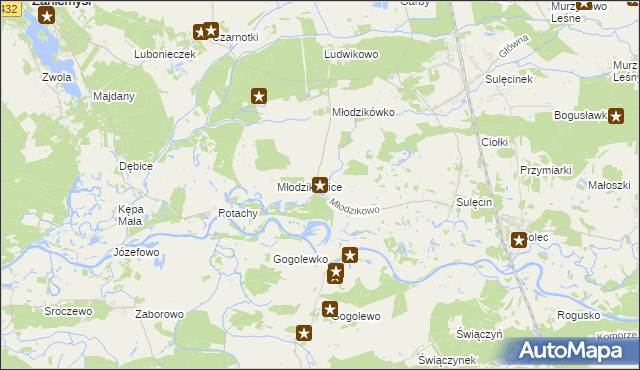 mapa Młodzikowo, Młodzikowo na mapie Targeo