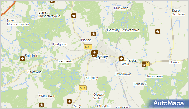 mapa Młynary powiat elbląski, Młynary powiat elbląski na mapie Targeo