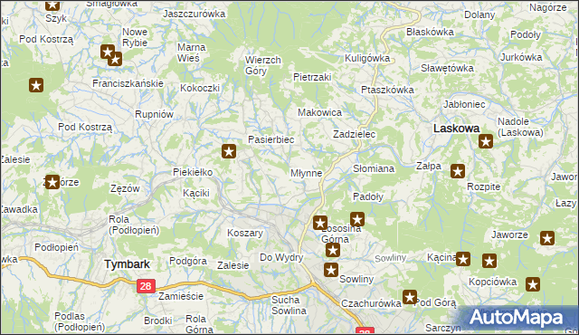 mapa Młynne, Młynne na mapie Targeo